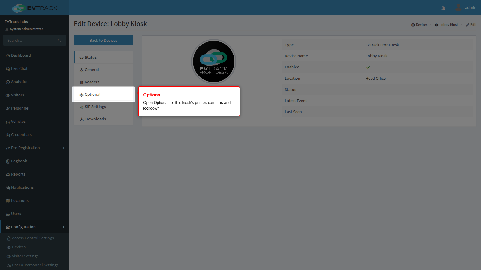 The Optional tab