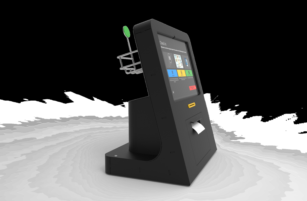 Counter-top kiosk with the passport bracket