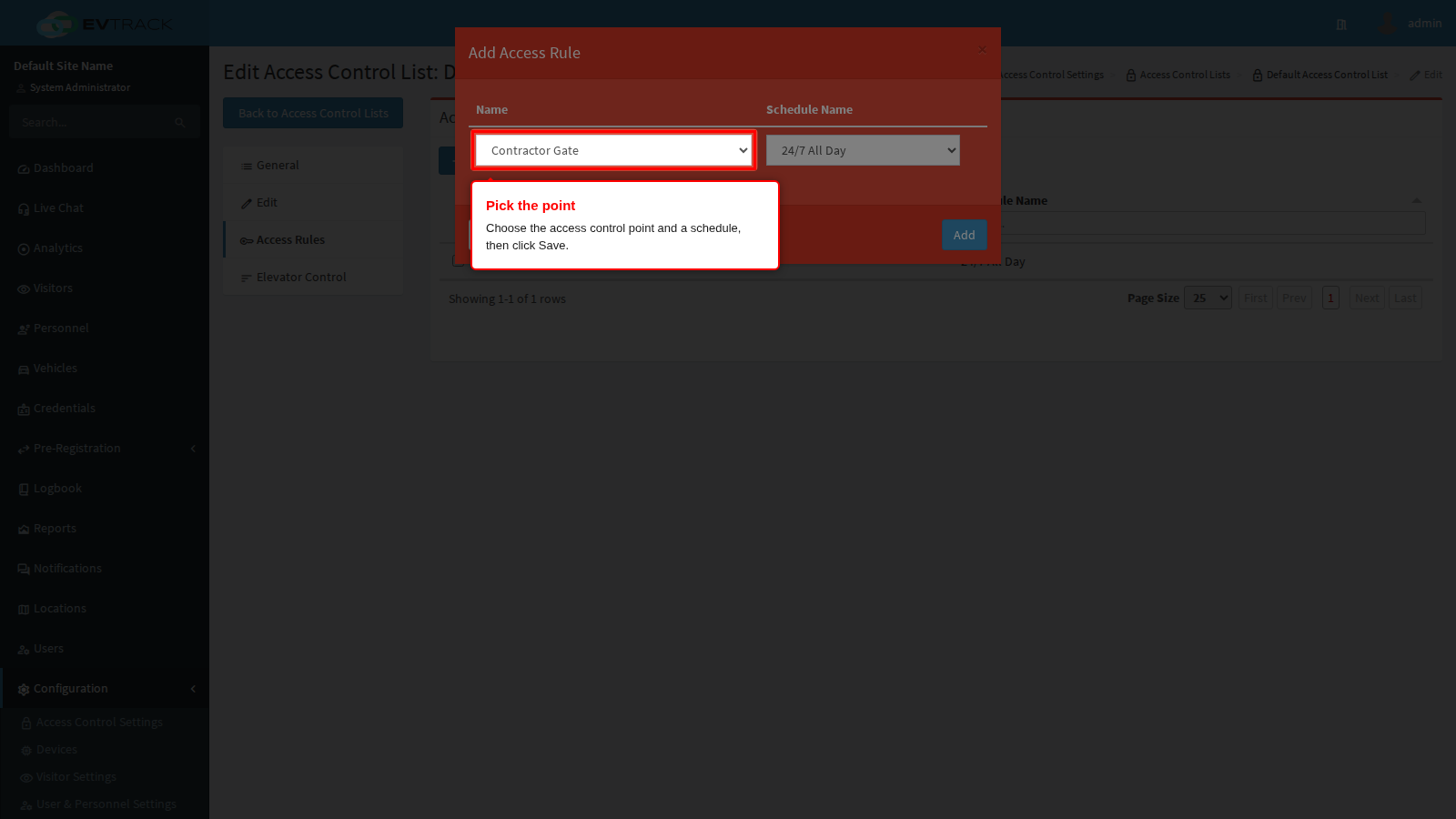 Add Access Rule dialog