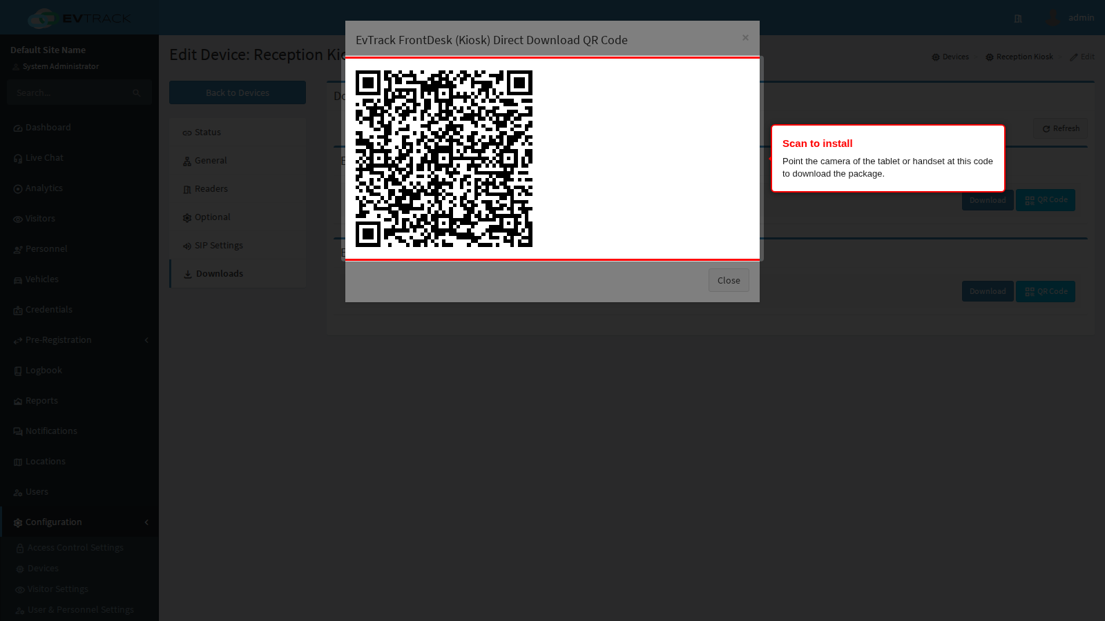 Scan the code from the device to download the package
