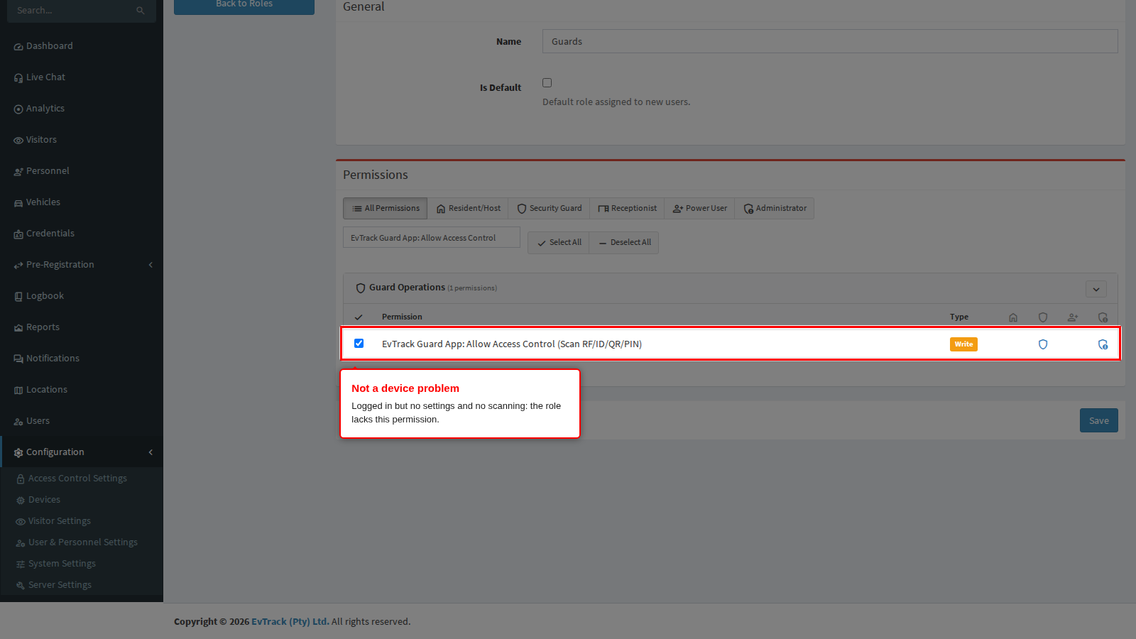 The Allow Access Control permission