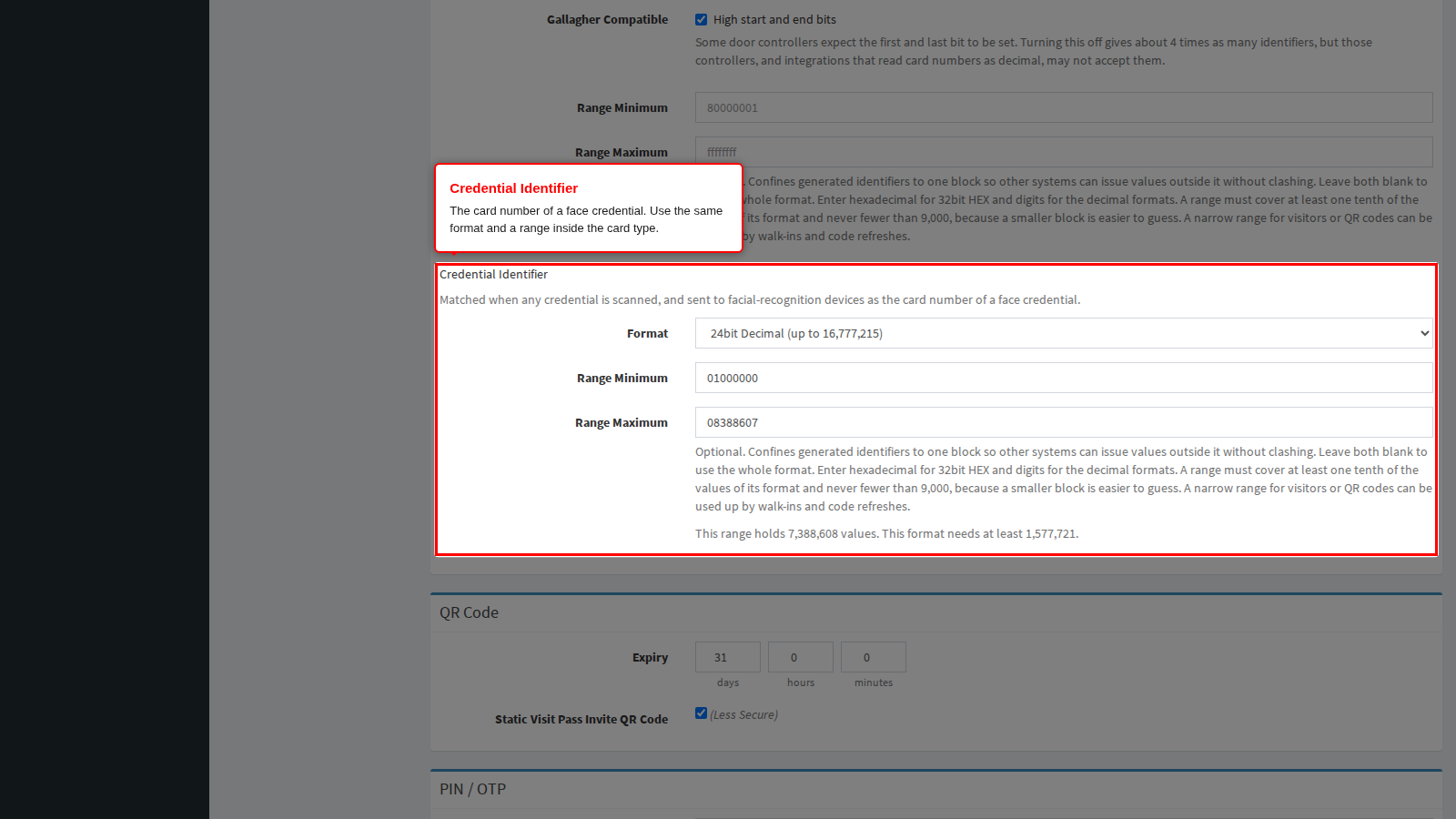 Credential Identifier set to 24bit Decimal