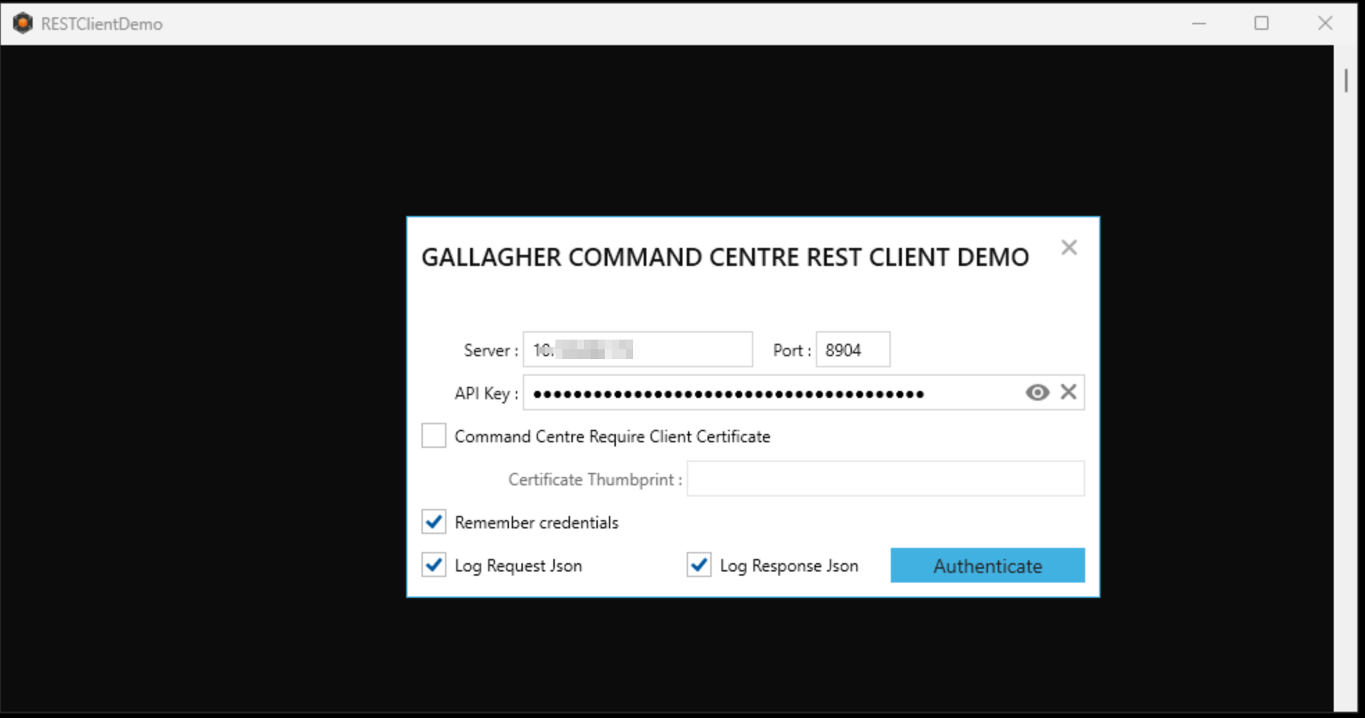 Log in with RESTClientDemo