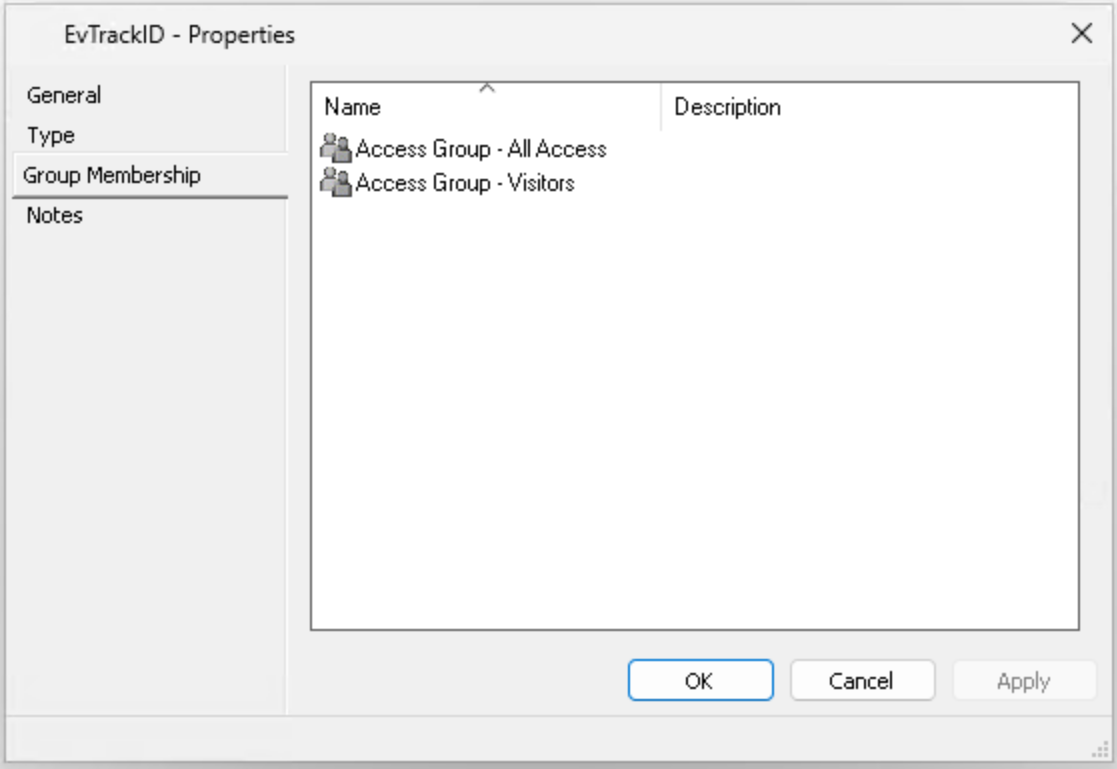EvTrackID field access groups