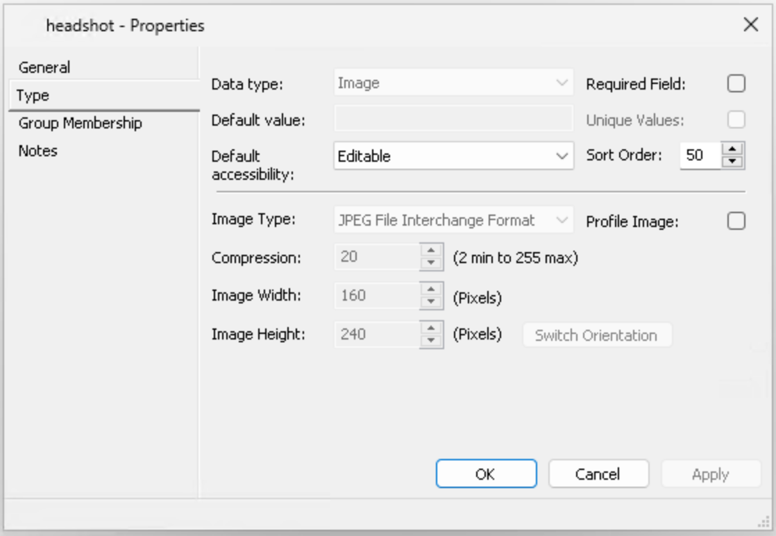 Headshot field type