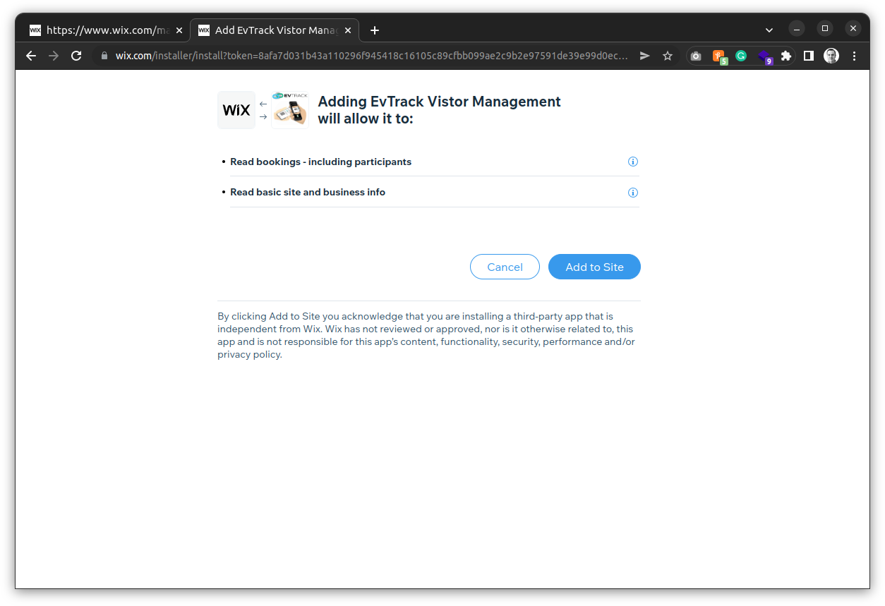 evtrack_wix_integration_03_wix_confirmation