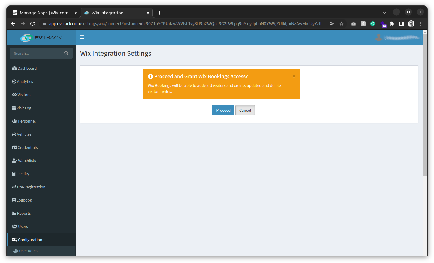 evtrack_wix_integration_04_proceed_grant_access