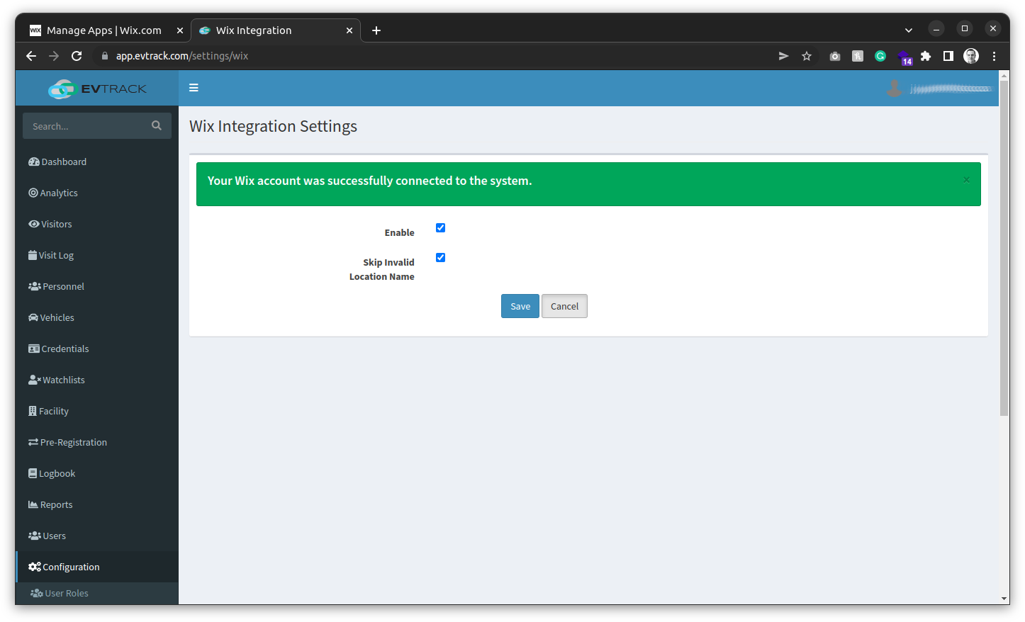 evtrack_wix_integration_05_toggle_settings