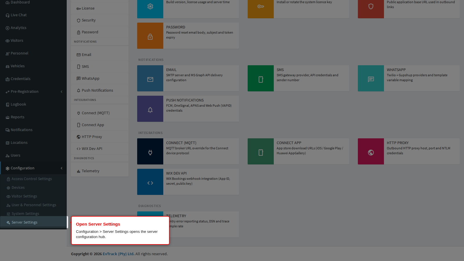 Configuration > Server Settings in the sidebar