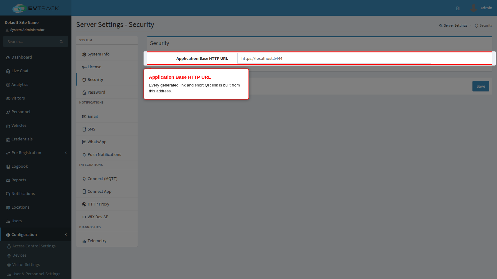 The Application Base HTTP URL field
