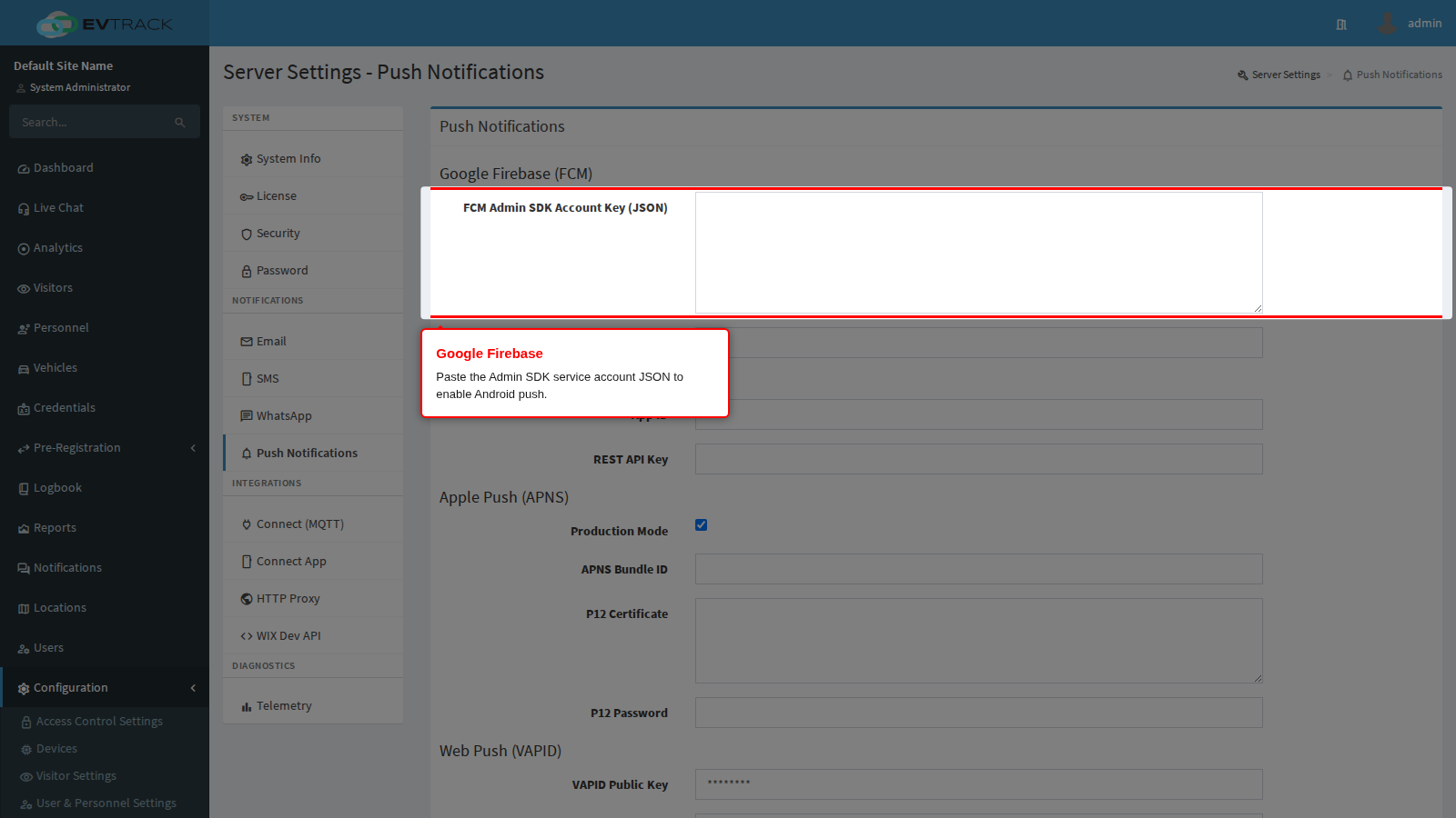 The Google Firebase (FCM) block