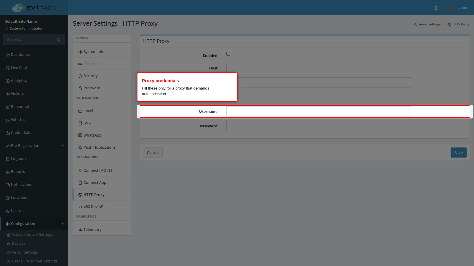 The proxy credential fields