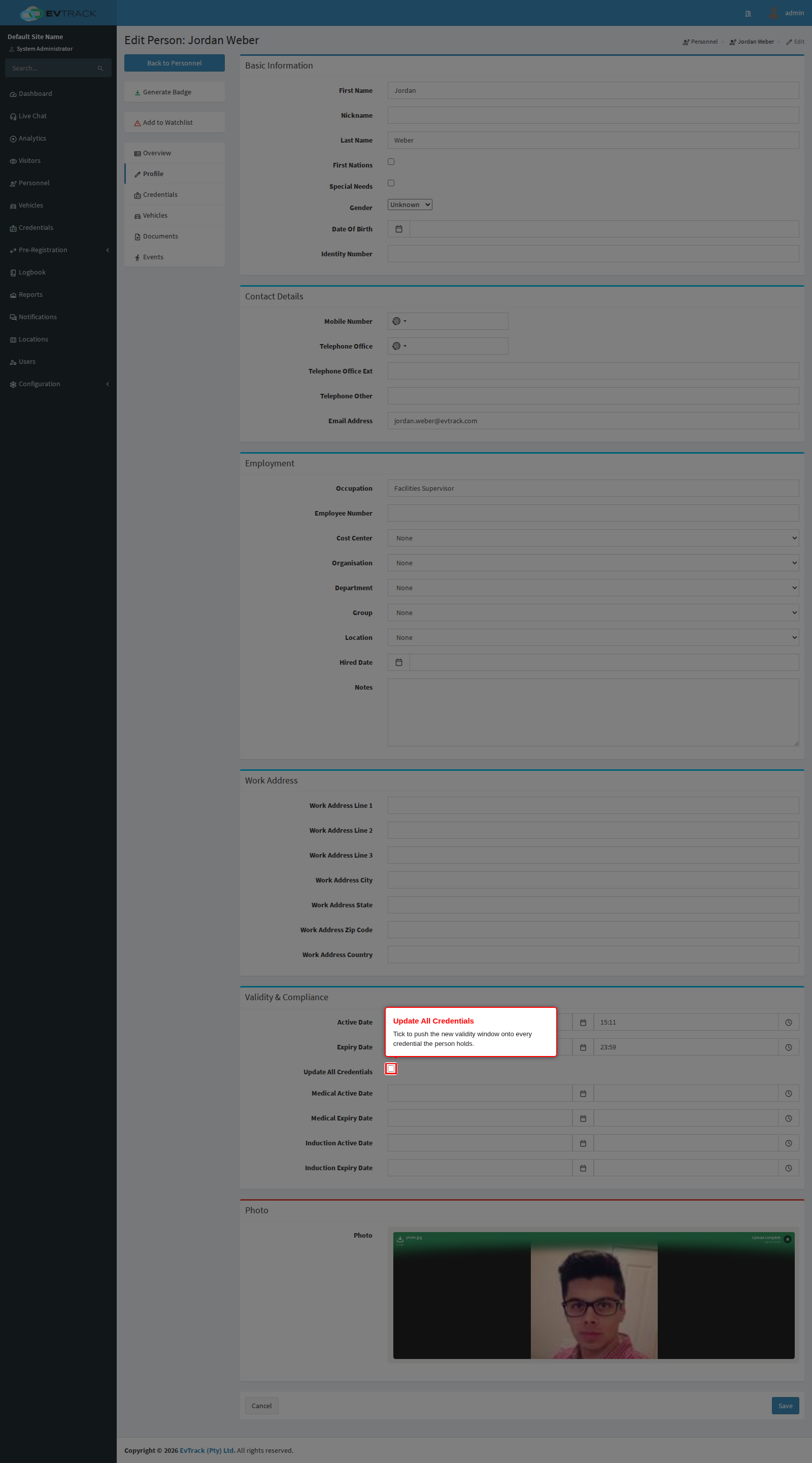 The Update All Credentials checkbox