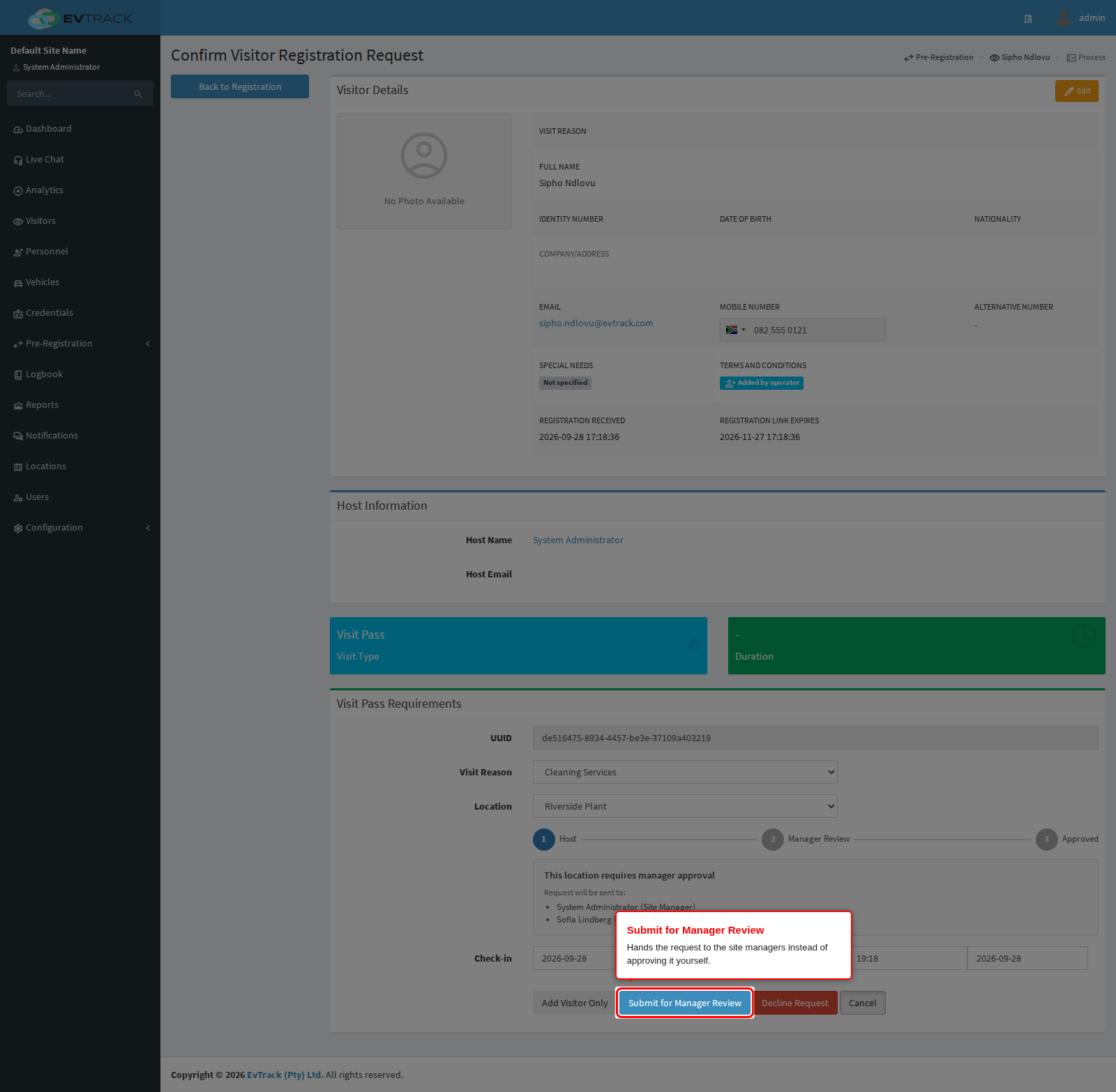 Submit for Manager Review
