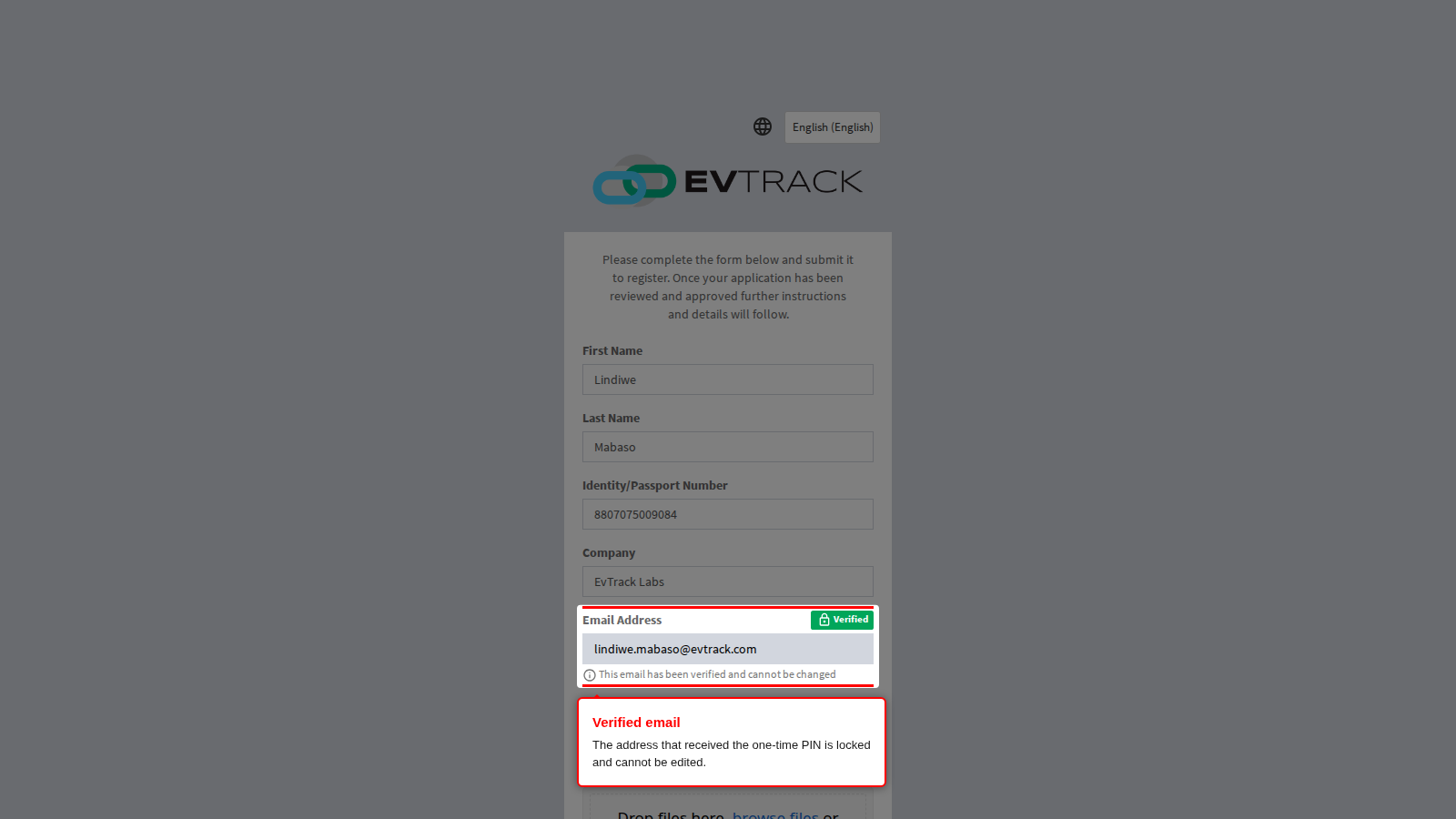Verified email address