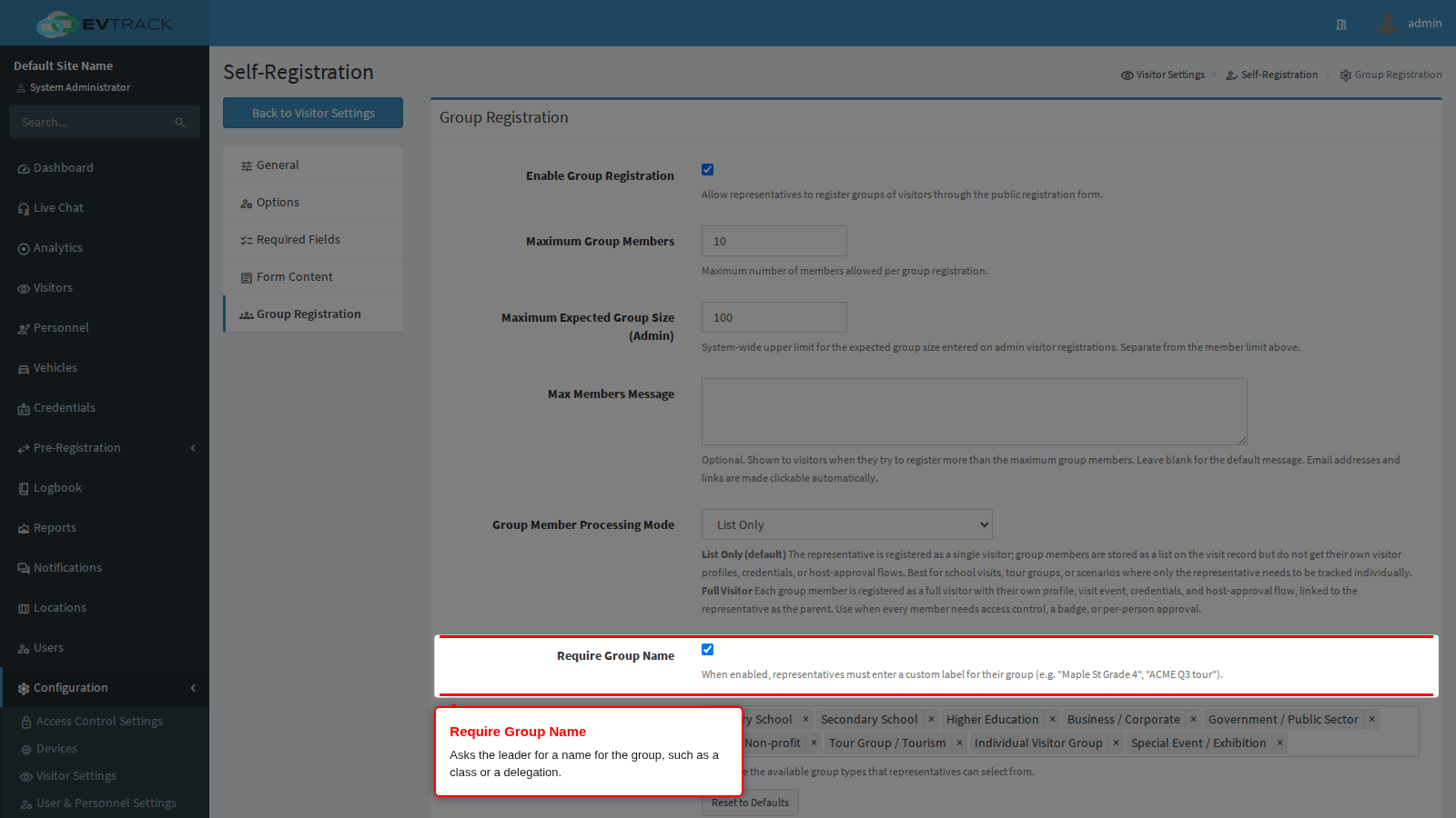 Require Group Name
