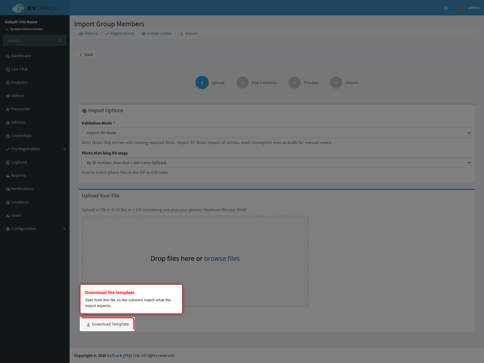 Download the import template