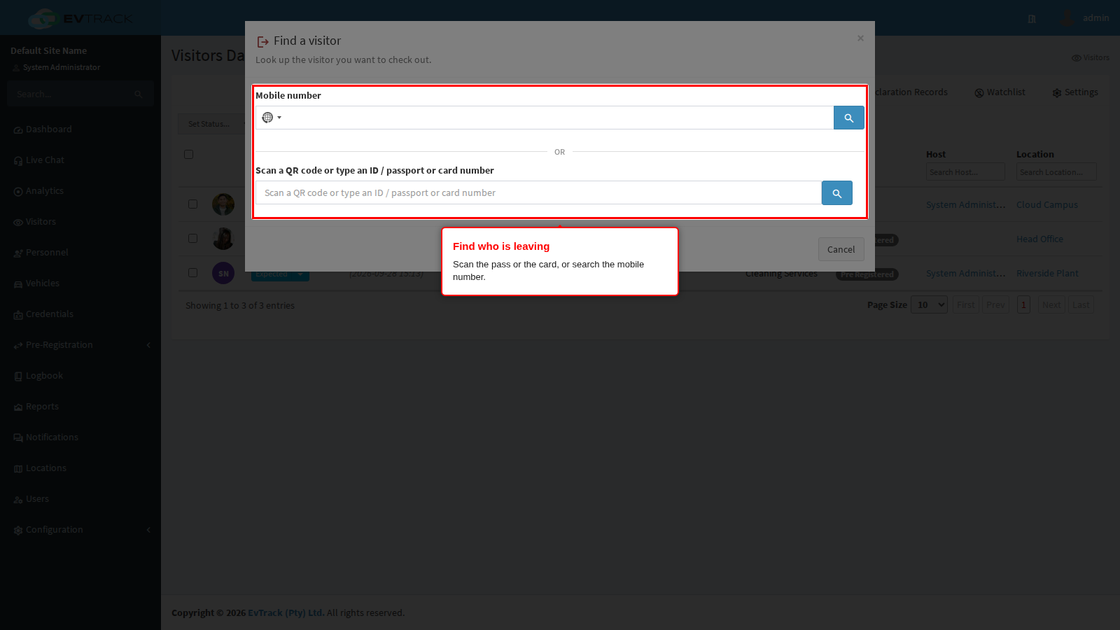 The check-out lookup