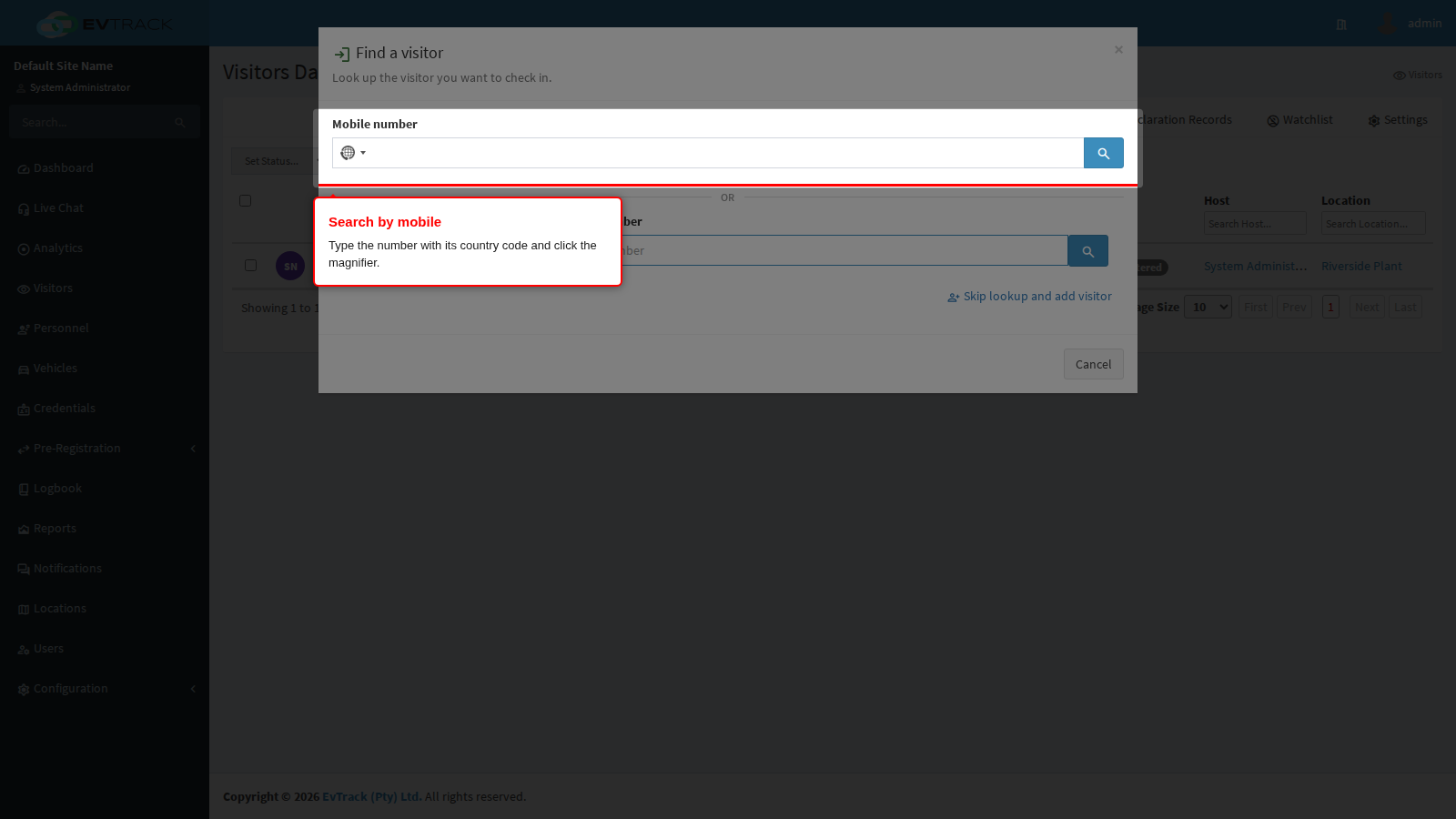 Search by mobile number