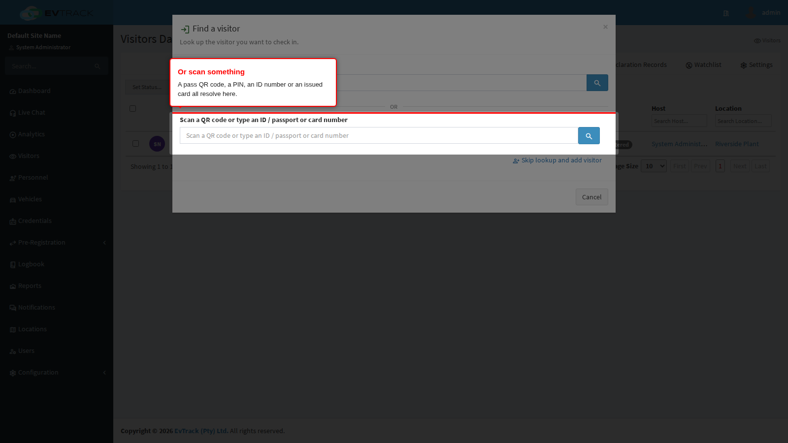 Search by pass, PIN, ID or card